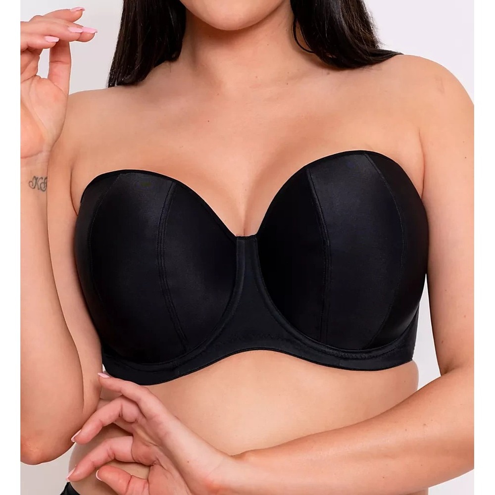 Curvy Kate 32L Bra Luxe Strapless Multiway Underwire Black Lightly Lined
